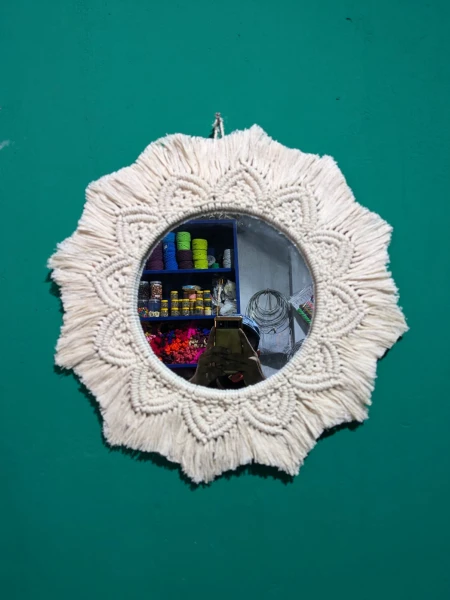mirror with macram wall hanging