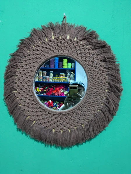 mirror with macrame wall hanging