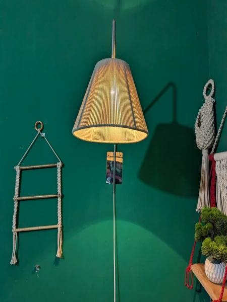 Wall hanging lampshade full ss steel with macrame